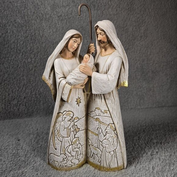 Napco Christmas Holy Family Carved Bethlehem Scene Nativity Figure Tall 13" Gold - Picture 2 of 11